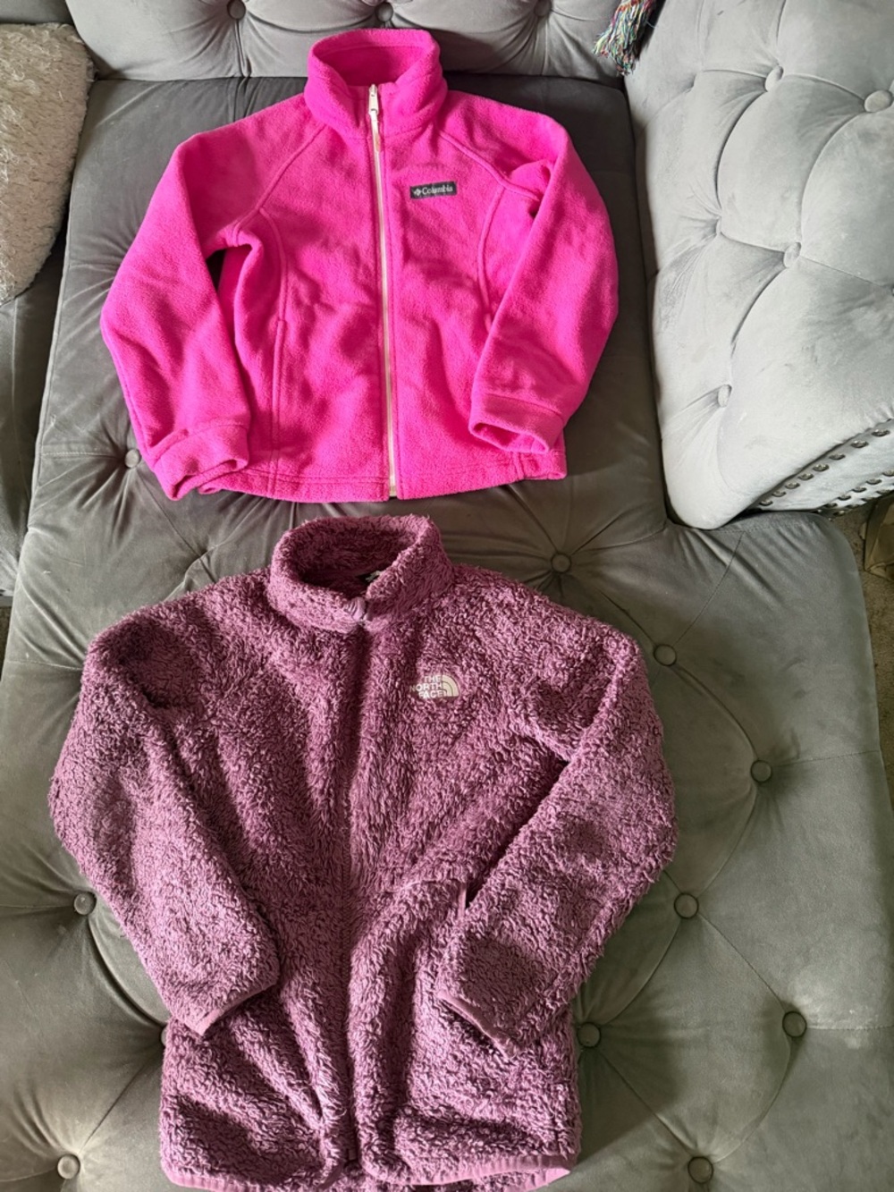 Girls Columbia & The North Face Fleece Jacket Bundle Pink Purple Zip Up Size 7/8